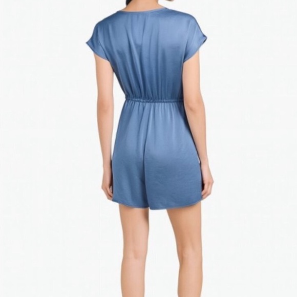 Theory blue crushed starting wrap front romper - Picture 2 of 9